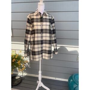 Talbots Size 6 Women's Long-Sleeve‎ Shirt Button Front 100% Silk Black / White